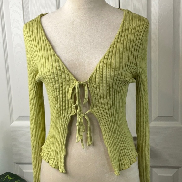 Pink Rose- Women’s Pointelle Tie Front Cardigan Size M - Picture 3 of 11